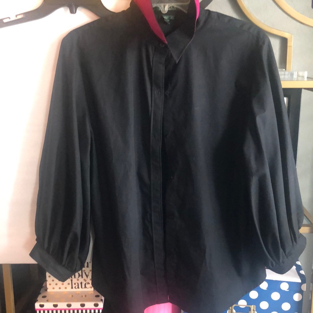 Ralph Lauren black button down shirt sz L